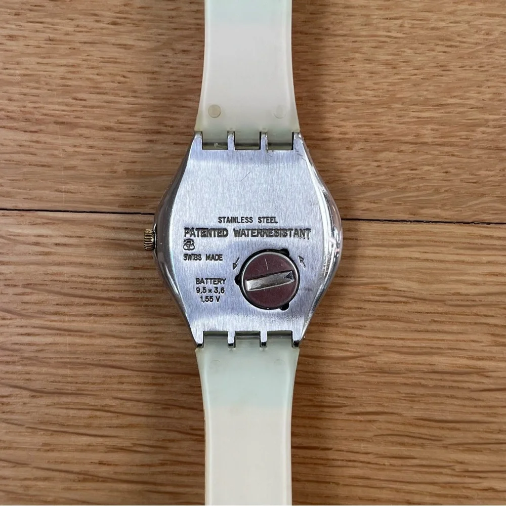 Swatch Irony Big Red Jack YGS100 1994 Vintage Watch With Stripe Band NOT WORKING
